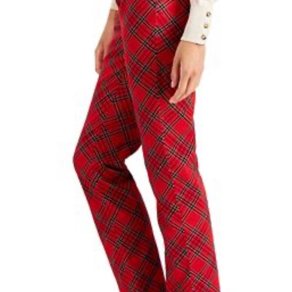 Charter Club Lexington Tummy-Control Plaid Straight-Leg Jeans Ravishing Red - Picture 5 of 6